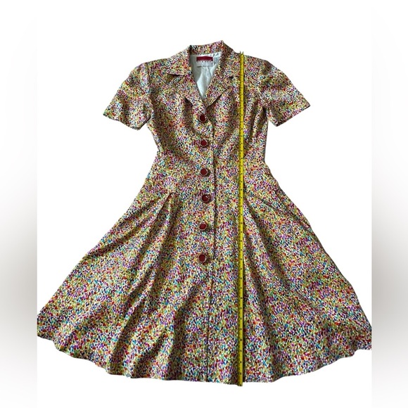Oscar de la Renta Multicolor Button-Up Midi Dress - Picture 9 of 16